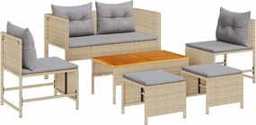vidaXL Kerti Kanapé Szett 6 pcs Beige és Világosszürke polirattan