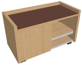 Verno mobil konténer 100 x 50 cm üveggel, bal, világos tölgy / barna