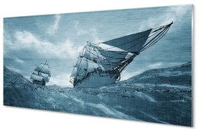 Üvegképek A vihar ég hajó tengeren 120x60cm