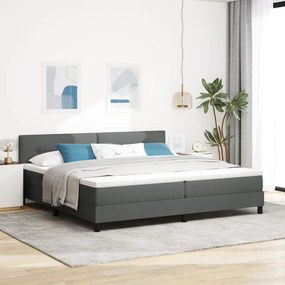 Box Spring Ágy Matraccal Sötétszürke 200x200 cm Textil