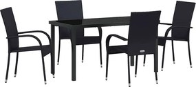 vidaXL Kert étkező szett 5 pcs Fekete Porszórt acél
