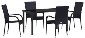 vidaXL Kert étkező szett 5 pcs Fekete Porszórt acél