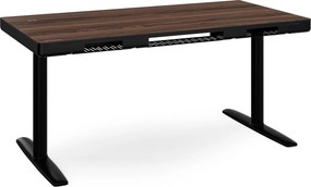 Elektromos ülő-álló íróasztal fiókkal és Qi vezeték nélküli töltővel fekete/dió, 1400 mm: ELLIS