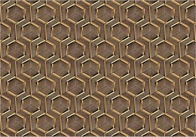 Flizelin fotótapéta Arany hatszögek fa geometria 3D 520x318 +ragasztó
