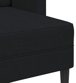 fekete anyagból 2 üléses kanapé L-alakú kanapéval 125 cm