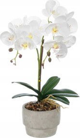 Mű Orchidea Fehér Cement Kaspóban Szürke 12 X 16,5 X 49 CM