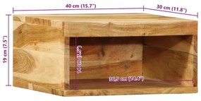 tömör akácfa falra szerelhető TV-szekrény 40x30x19 cm