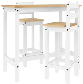 3 részes fehér tömör fenyőfa bárszett