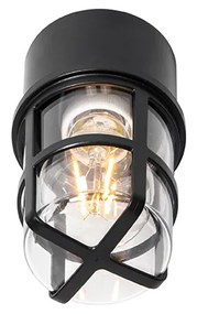 Mennyezeti és fali lámpa fekete átlátszó búrával IP54 - Kiki
