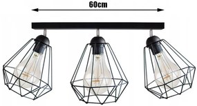 KÉSZLETKISÖPRÉS! Glimex Diamond drót búrás állítható mennyezeti lámpa fekete 3x E27