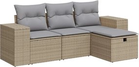 vidaXL 4 részes bézs polyrattan kerti ülőgarnitúra párnákkal