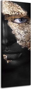 Vászonkép Fekete arc aranyra festve 40x120 cm