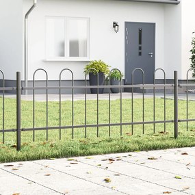 Kerti Kerítés Íves Felső Szürke 6,8x0,6 m Acél