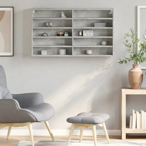 betonszürke szerelt fa vitrinszekrény 100 x 15 x 58 cm