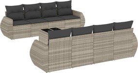 vidaXL 9 részes világosszürke polyrattan kerti ülőgarnitúra párnával