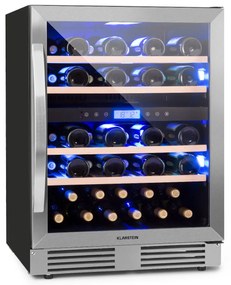 Klarstein Vinovilla Duo 43, 2 zónás borhűtő, 129 liter, 43 palack, 3 színű LED világítás, üvegajtó