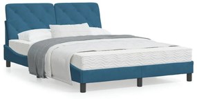 kék bársony ágykeret matrac nélkül 140 x 190 cm