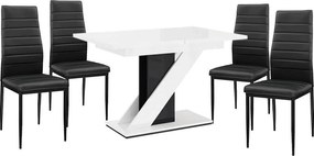 Maasix WGBS Magasfényű Fehér-Fekete 4 személyes étkezőszett Fekete Coleta székekkel N