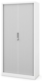Fém szekrény harmonika ajtókkal DAMIAN, 900 x 1850 x 450 mm, fehér-szürke