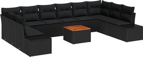 vidaXL Kerti Kanapé Szett 11 pcs Fekete