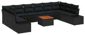 vidaXL Kerti Kanapé Szett 11 pcs Fekete