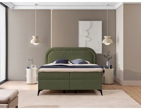 Zöld ágyneműtartós boxspring ágy 160x200 cm Ornes – Ropez