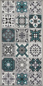 Csúszásgátló Szőnyeg Patchwork Szürke Türkiz Gumi A Konyhába 100x130 cm