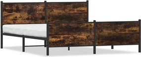 vidaXL füstös tölgy színű fém ágykeret matrac nélkül 183 x 213 cm