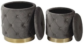 Set 2 ks. taburetiek POLE (szövet) (szürke) (tárolóhellyel). 1019123
