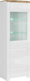 Vitrin 1D1W1S, fényes fehér/wotan tölgy, VILGO