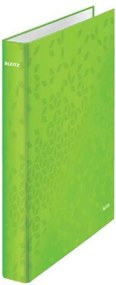 Gyűrűs könyv, 4 gyűrű, D alakú, 40 mm, A4 Maxi, karton, LEITZ Wow, zöld (E42420054)