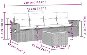 5 részes bézs polyrattan kerti ülőgarnitúra párnákkal