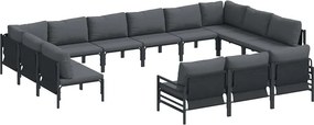 vidaXL Kerti Kanapé Szett párnával 13 pcs Fekete Acél