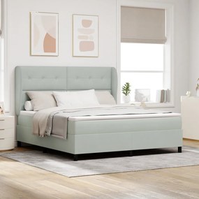 Boxspring ágy matraccal Világosszürke 180x200 cm Bársony