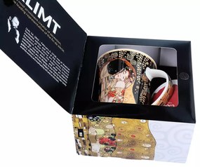 Klimt porcelán bögre díszdobozban 350 ml A Csók fekete háttérrel