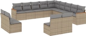 vidaXL 13 részes bézs polyrattan kerti ülőgarnitúra párnákkal