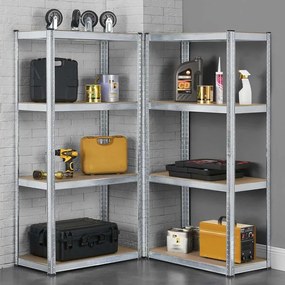 Easy tároló polc készlet 2 db 4 polcos fém és MDF 160x80