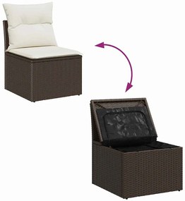 Kerti Kanapé Szett 4 pcs Barna 55 x 62 x 69 cm Poli rattan