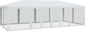vidaXL fehér HDPE rendezvénysátor 12 hálós oldalfallal 8 x 4 m