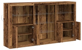 Oldalfal LED fényekkel Régi fa 181.5x37x100 cm Mérnöki fa