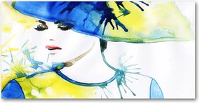 Fotó üvegfestmény Nő kalapban 140x70