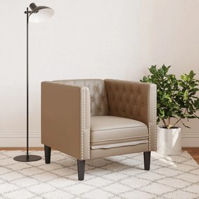 kávészínű műbőr Chesterfield kanapéfotel