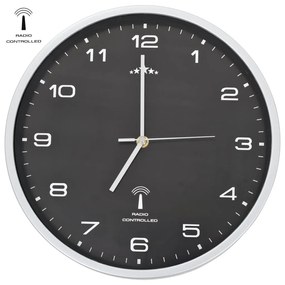 fekete színű rádióvezérelt falióra kvarcszerkezettel 31 cm