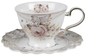 Viktoriánus rózsa mintás porcelán teás csésze - 200 ml