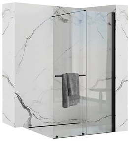 Rea - Cortis eltolható zuhanyparaván 100x195cm, 6mm üveg, átlátszó üveg / fekete profil, REA-K7740