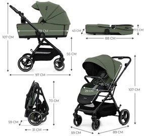 KINDERKRAFT SELECT - Kombinált 2 az 1-ben babakocsi YOXI Mystic zöld