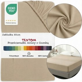 Pamut Lepedő 100% Beige 90x200cm 30cm Vastag Tömör