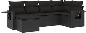 vidaXL 6 részes fekete polyrattan kerti ülőgarnitúra párnákkal