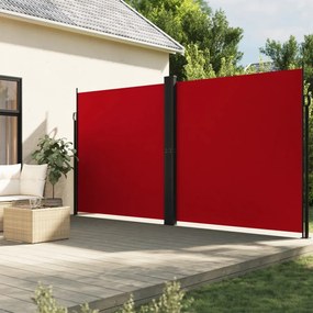 piros behúzható oldalsó napellenző 220 x 600 cm