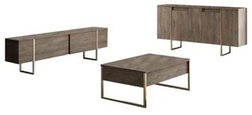 Konzolasztal Luxe - Walnut, Gold
